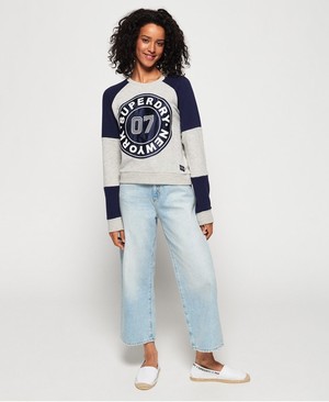 Superdry Applique Panelled Crew Női Pulóver Szürke | ASGZD7413